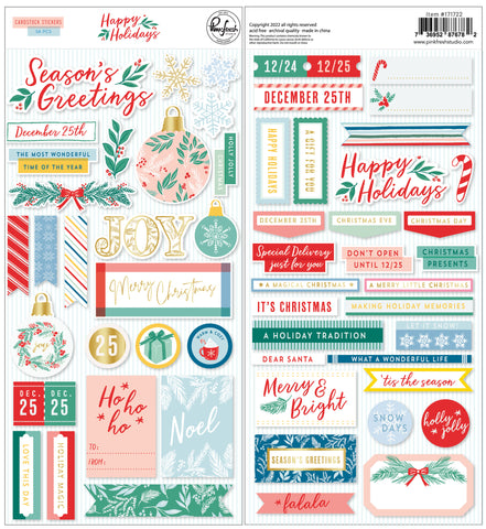Pinkfresh Studio Happy Holidays Cardstock Sticker Embellishments