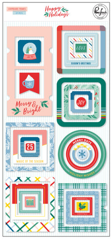 Pinkfresh Studio Happy Holidays Chipboard Frame Embellishments