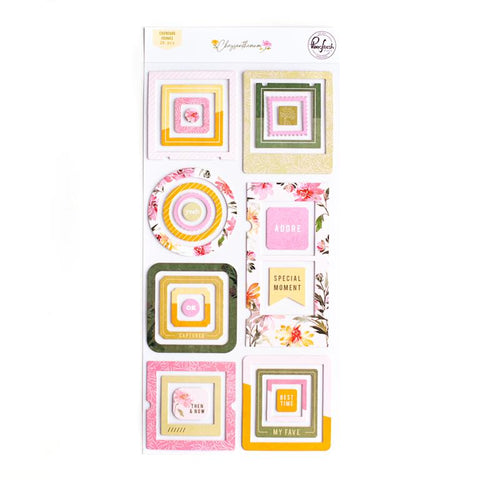 Pinkfresh Studio Chrysanthemum Chipboard Frame Embellishments
