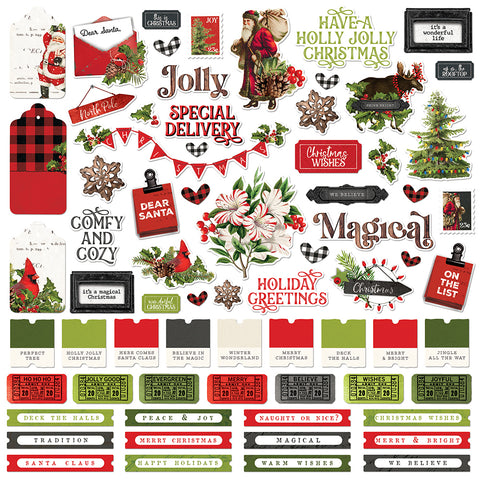 Simple Stories Simple Vintage Christmas Lodge Cardstock Sticker Sheet