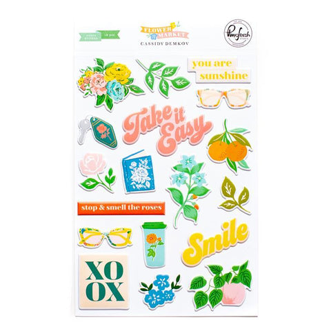Pinkfresh Studio Flower Market Puffy Sticker Embellishments