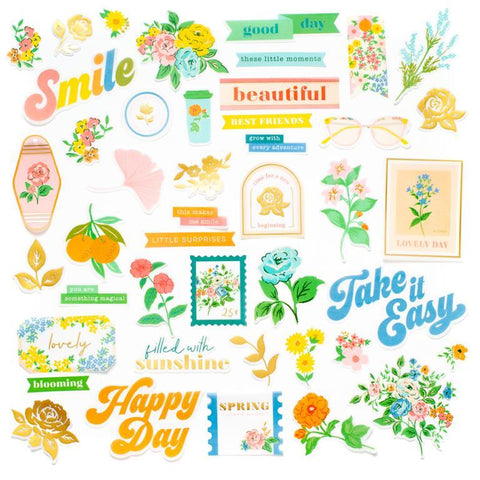 Pinkfresh Studio Flower Market Vellum Ephemera Embellishments