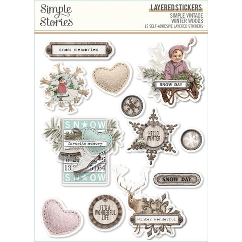 Simple Stories Simple Vintage Winter Woods Layered Sticker Embellishments