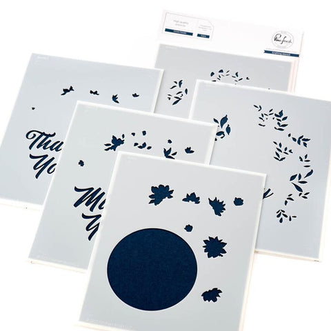 Pinkfresh Studio Circle Florals Stencil Set