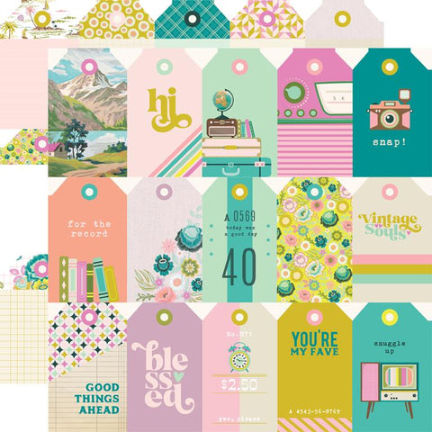 Simple Stories Flea Market Tag Elements Patterned Paper