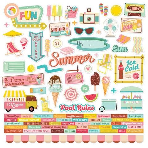 Simple Stories Retro Summer Cardstock Sticker Sheet