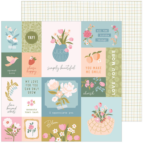 Pinkfresh Studio Lovely Blooms Choose Happy Patterned Paper