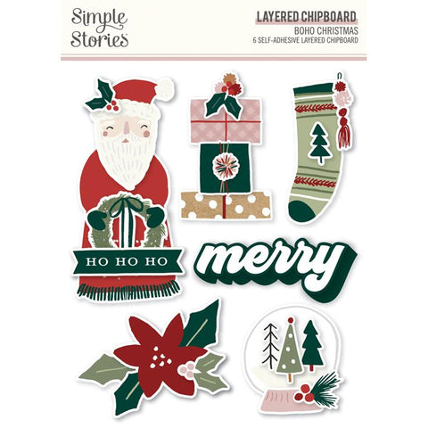 Simple Stories Boho Christmas Layered Chipboard Embellishments