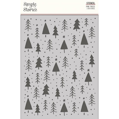 Simple Stories Boho Christmas Pine Trees 6x8 Stencil