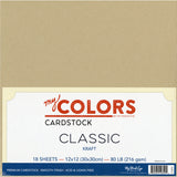 My Colors Cardstock 12x12 Cardstock Assortment Pack Classic Collection Kraft Cardstock (18 Pack)