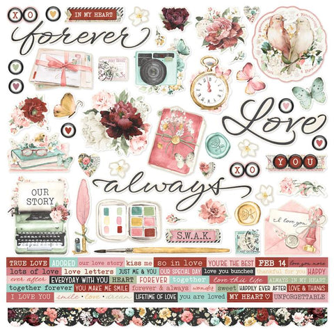 Simple Stories Simple Vintage Love Story Cardstock Sticker Sheet
