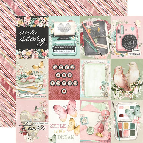 Simple Stories Simple Vintage Love Story 3x4 Elements Patterned Paper