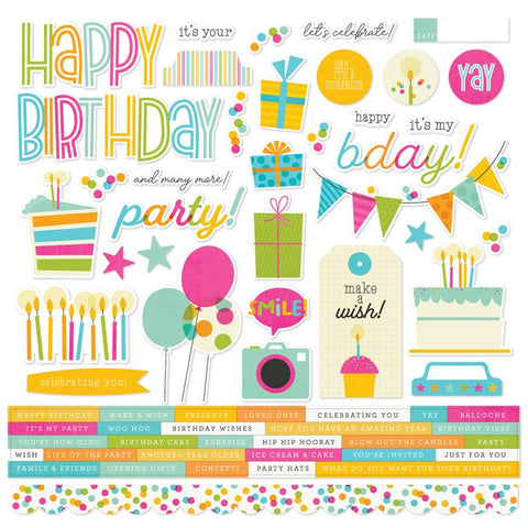 Simple Stories Birthday Simple Set Cardstock Sticker Sheet