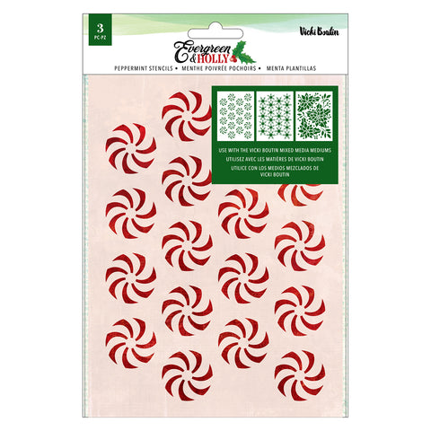 American Crafts Vicki Boutin Evergreen and Holly Peppermint Stencil Set