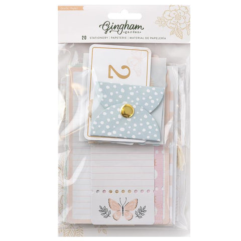 Crate Paper Gingham Garden Stationary Pack Embellishments