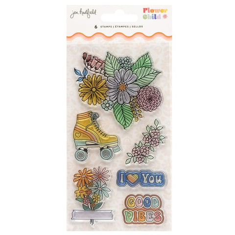 American Crafts Jen Hadfield Flower Child Acrylic Stamp Set