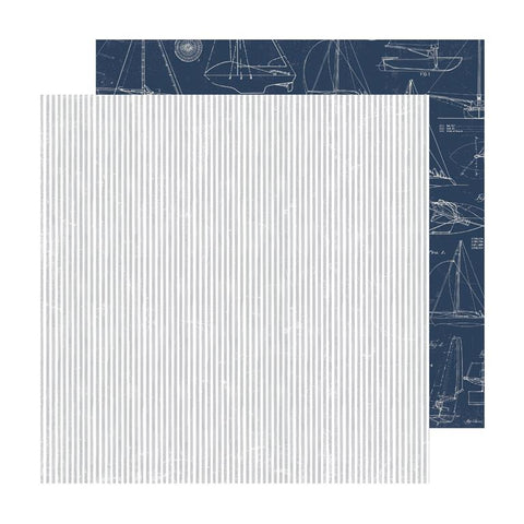Heidi Swapp Set Sail Gray Stripes Patterned Paper