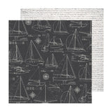 Heidi Swapp Set Sail Sailboats Black Patterned Paper