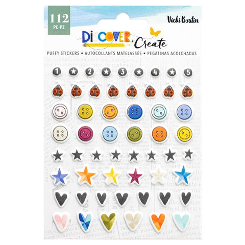 American Crafts Vicki Boutin Discover + Create Mini Puffy Stickers