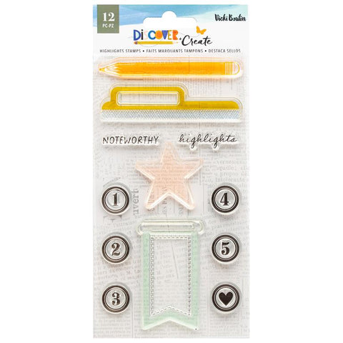 American Crafts Vicki Boutin Discover + Create Highlights Acrylic Stamp Set