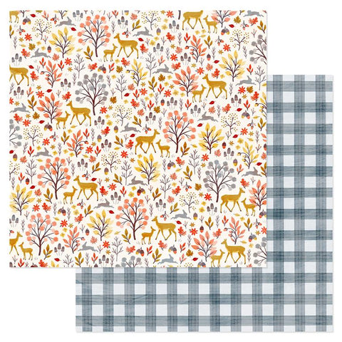 American Crafts Farmstead Harvest Deer and Trees Patterned Paper
