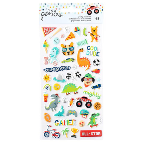 Pebbles Cool Boy Puffy Icon Stickers