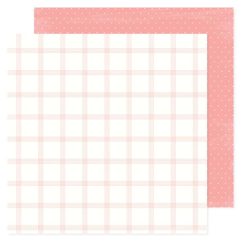 American Crafts Hello Little Girl Pink Plaid Patterned Paper