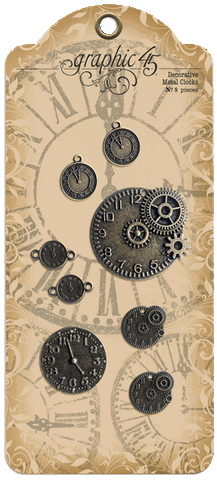 Graphic 45 Staples Embellishments - Decorative Metal Clocks