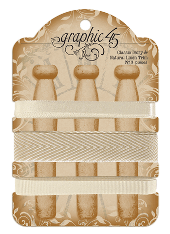Graphic 45 G45 Staples Embellishments Classic Ivory & Natural Linen Trim