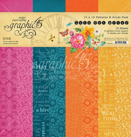 Graphic 45 Let's Get Artsy 12x12 Patterns & Solids Collection Pack