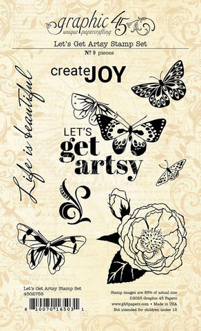 Graphic 45 Let's Get Artsy 4x6 Stamp Set