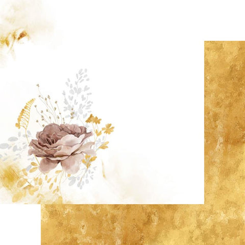 Fancy Pants Pink Meadows Gold Flower Patterned Paper