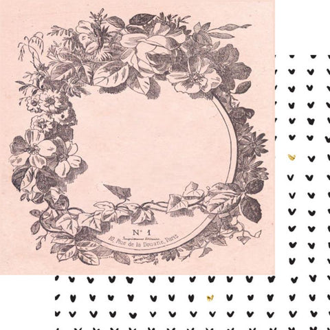 Fancy Pants Pink Meadows Gold Heart Patterned Paper