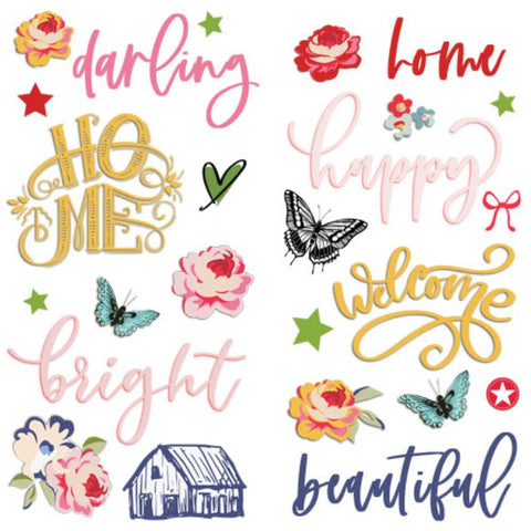 Fancy Pants Prairie Rose Foam Sticker Embellishments