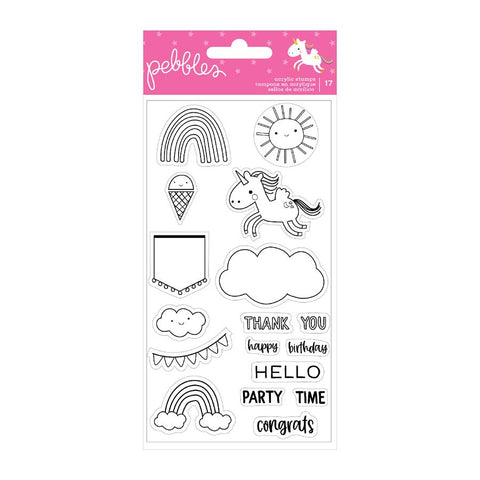 Pebbles Live Life Happy Clear Acrylic Stamp Set
