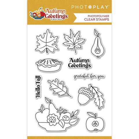 Photoplay Paper Autumn Greetings 4"x6" Clear Acrylic Stamp Set