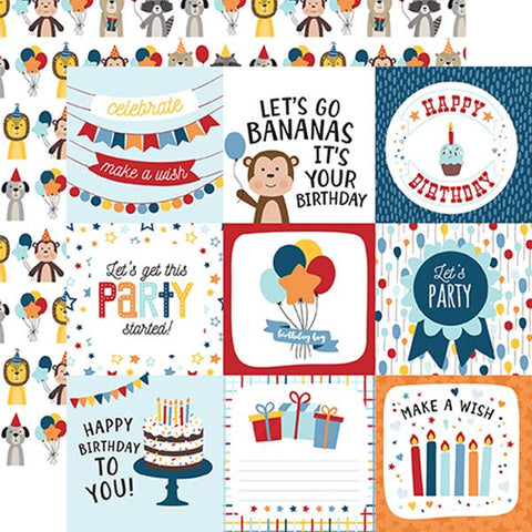 Echo Park Birthday Boy 4X4 Journaling Cards Patterned Paper