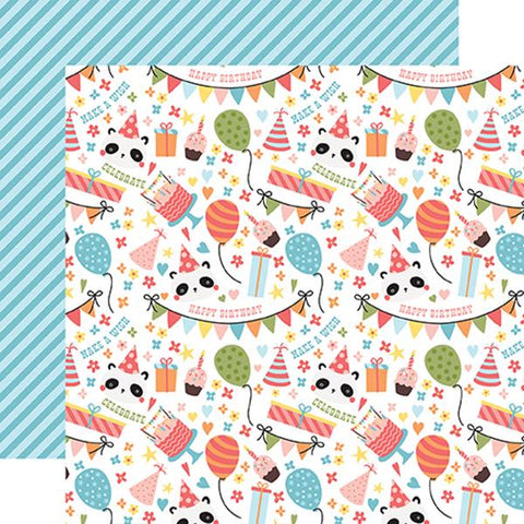 Echo Park Birthday Girl Party Pandas Patterned Paper