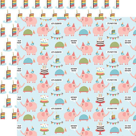 Echo Park Birthday Girl Party Animals Patterned Paper