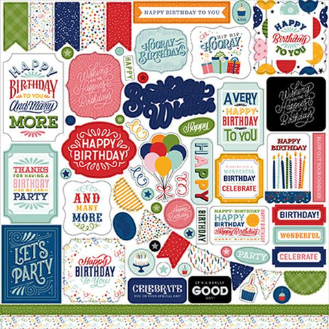 Echo Park Birthday Salutations Element Sticker Sheet