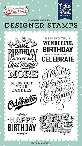 Echo Park Birthday Salutations Birthday Wishes Designer Stamp Set – Cheap  Scrapbook Stuff