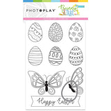 Photoplay Paper Bunny Trail Color Me Card + Egg Etched Metal Die Set