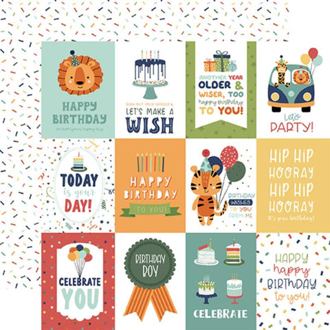 Echo Park A Birthday Wish Boy 3x4 Journaling Cards Patterned Paper