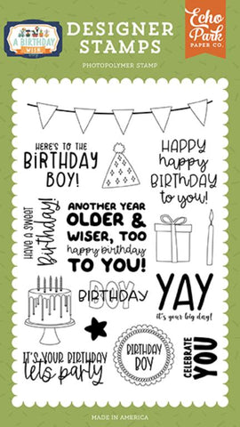 Echo Park A Birthday Wish Boy Celebrate You Designer Stamp Set