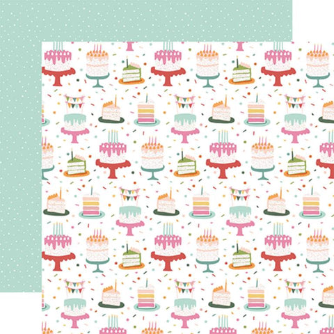 Echo Park A Birthday Wish Girl Birthday Girl Cake Patterned Paper
