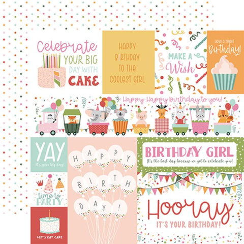 Echo Park A Birthday Wish Girl Multi Journaling Cards Patterned Paper