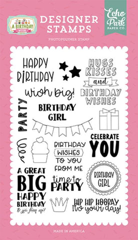 Echo Park A Birthday Wish Girl Wish Big Designer Stamp Set