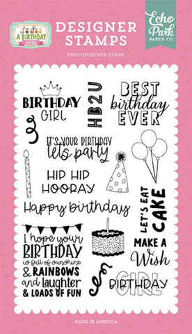 Echo Park A Birthday Wish Girl HB2U Designer Stamp Set