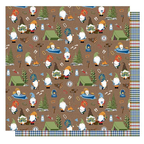 Photoplay Paper Tulla And Norbert Camping With My Gnomies Happy Camper Patterned Paper