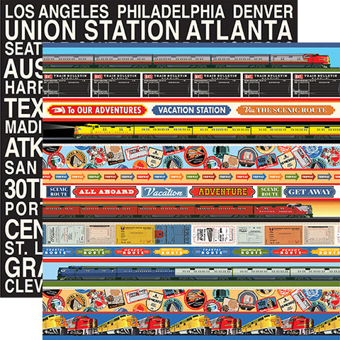 Carta Bella All Aboard Border Strips Patterned Paper
